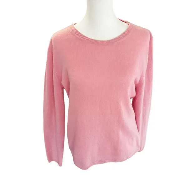 Alba Moda 100% Cashmere Sweater Pink Crewneck Lightweight Soft Knit M - Image 2