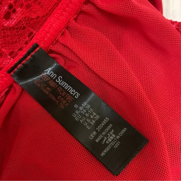 Ann Summers Red Lace Sheer Babydoll Lingerie Halter Nightie Small Sexy Sleepwear - Image 6