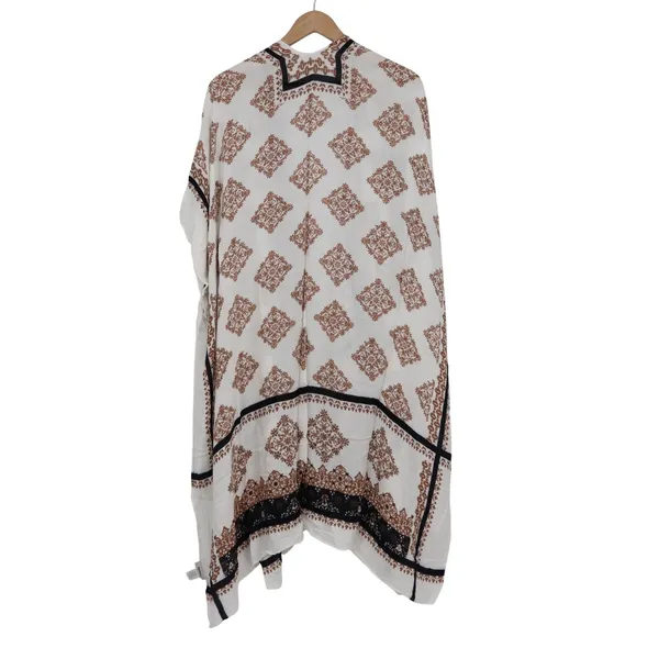 Modena Womens One Size Medallion Print Viscose Kimono Wrap White Rust Black - Image 4
