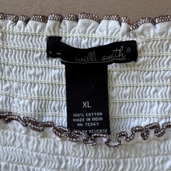 Y2K Era Willi Smith Embroidered Smocked Peasant Top - Image 4