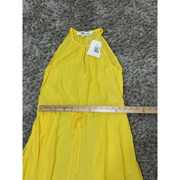 Diane von Furstenberg Women XS Sally Dress Yellow Lemon Zest Maxi Drawstring NWT - Image 14
