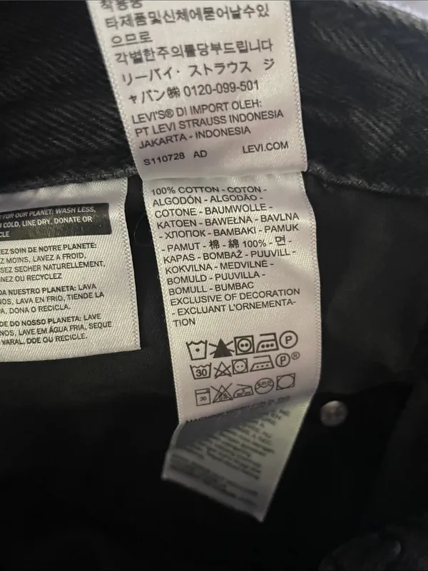 Levi's 94 Baggy Bootcut Jeans Washed Black Size 26X31 - Image 9
