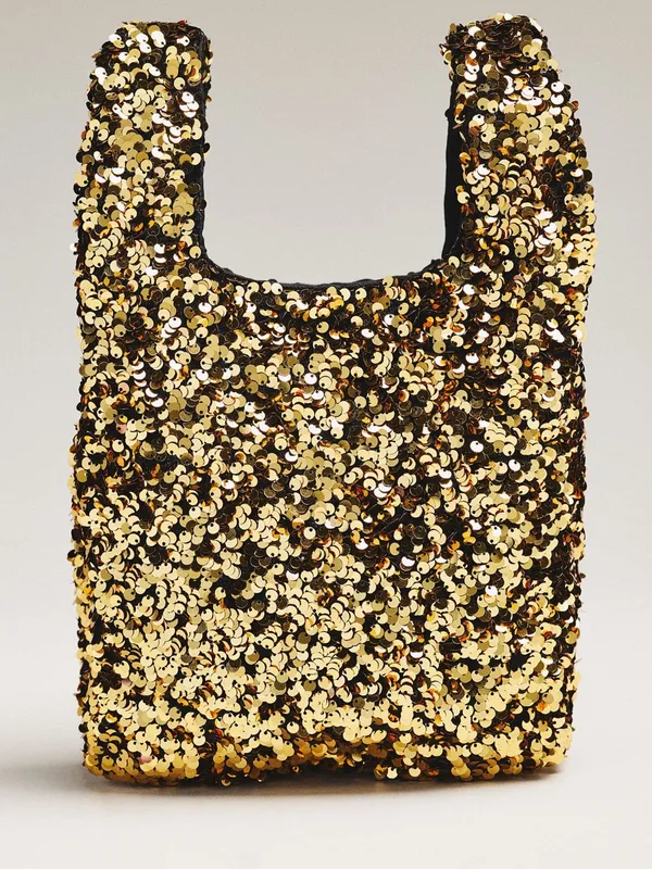 NWT Anthropologie Gold Paillette Sequin Shoulder Bag - Image 2