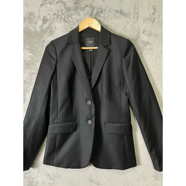 J.Crew Black Wool Blazer Tailored Career Quiet Luxury Minimalist Classic 2 Tall‎ - Image 2