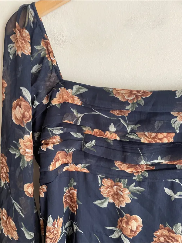 Abercrombie & Fitch Emerson Chiffon Long Sleeves Midi Floral Dress - Image 9