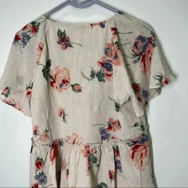 LUCKY BRAND Women's Pink Floral Flutter short sleeve Top S - Image 6