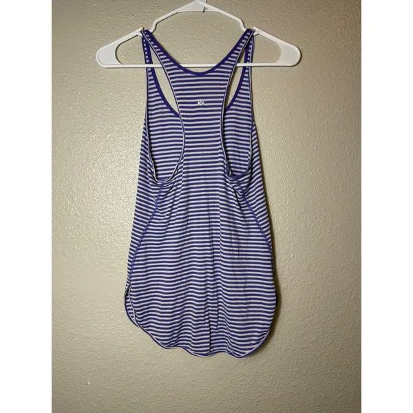 lululemon What The Sport Singlet Striped‎ Tank Top Purple Blue Size S - Image 3