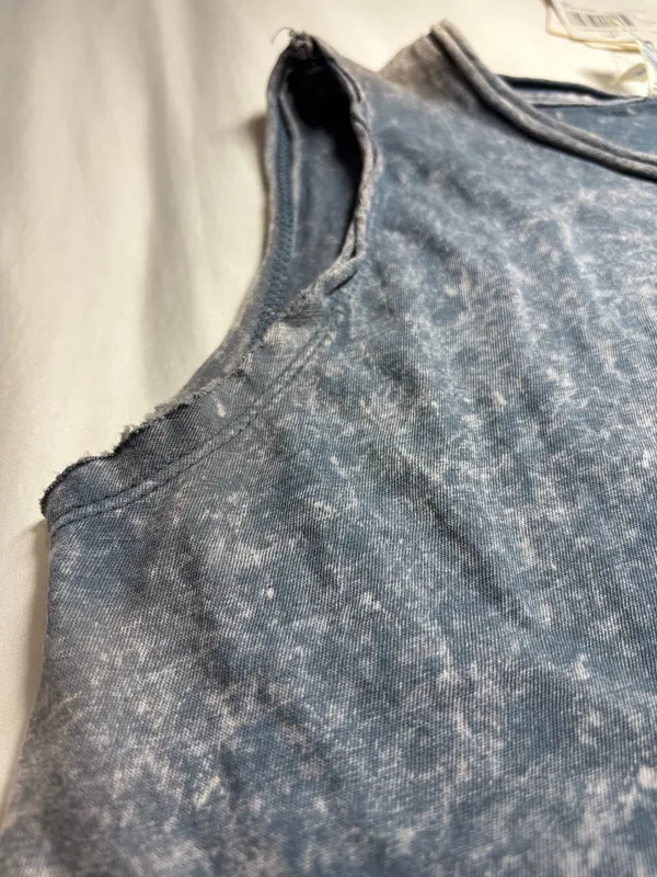 U.S. Apparel Grunge Smokey Blue Acid Wash Distress Cropped Muscle Tank Top XS - Image 10