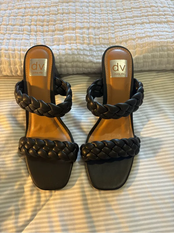 DV by Dolce Vita Black Braided Slide Heels Size 7.5 - Image 2