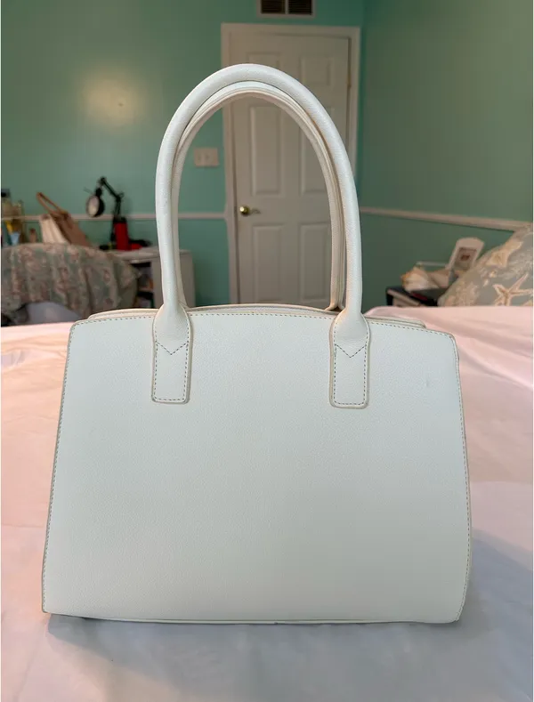 White Double Handle Satchel Purse - Image 2