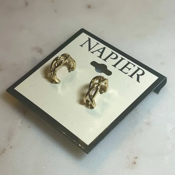 Napier Gold Tone Small Open Hoop Earrings NWT - Image 3