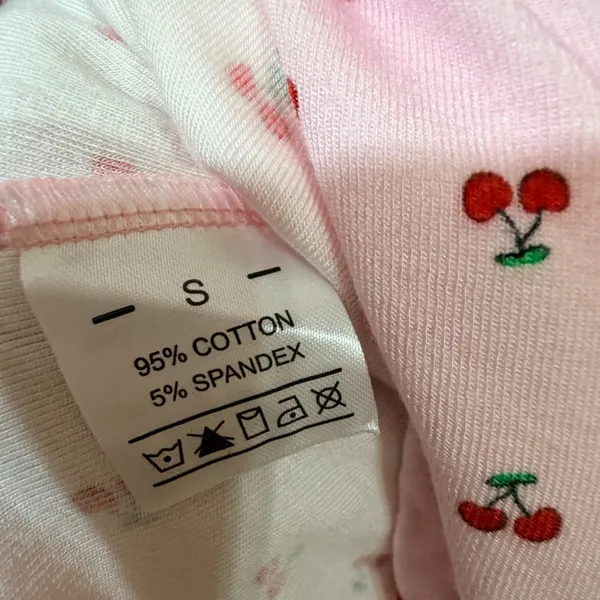 Pink Red Cherry Print Rhinestone Raglan Baseball Tee Small - Image 6
