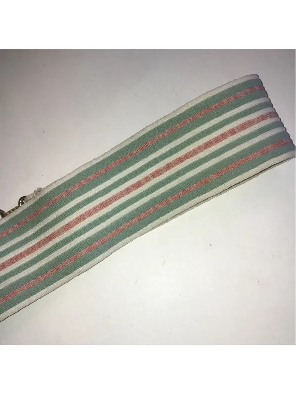 Vintage Striped Pastel Elastic Waist Belt with Gold-Tone Clasp - Image 7