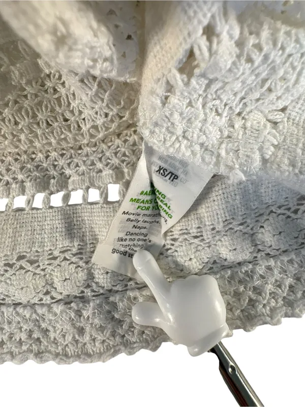 Aerie XS White Crochet Lace Crop Tank Top Square Neck Boho Festival Cottagecore - Image 7