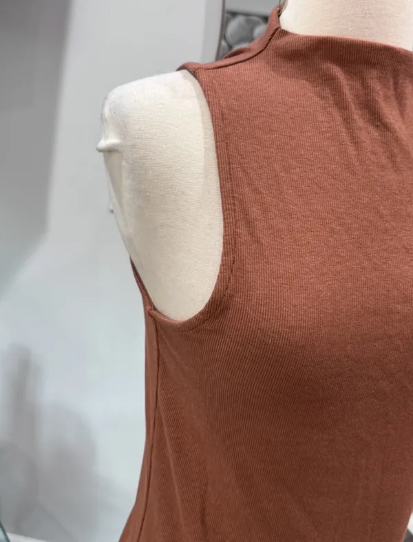 A New Day Mock Neck Ribbed Brown Sleeveless Tank Top - Image 3