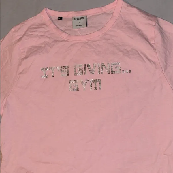 New Gymshark ITS GIVING GYM BABY T-SHIRT Pink Women’s Size Large - Image 8