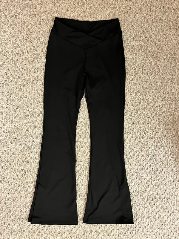 Black Yoga Pants Crossover Waist - Image 3