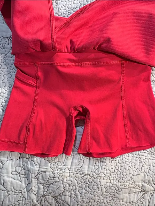 SPANX Get Moving Contour Rib Front Slit Skort True Red Sz XS👽🧡 - Image 6