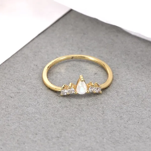 NEW Beautiful Chevron Opal Ring,‎ Pretty Pearl Ring, Size 6 - Image 5