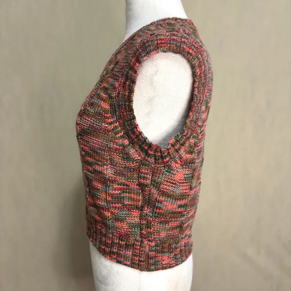 Steve Madden Sweater Vest Multicolor Space Dye Cropped Knit Retro Festival Y2K S - Image 3