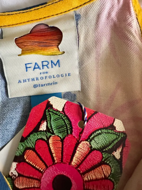 Farm Rio Sunshine Tie Neck Layered Romper, Size L - Image 11