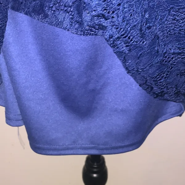 Women’s Miholl Navy Blue Bell Half-Sleeve Mesh Lace Top Off Shoulder - Image 6