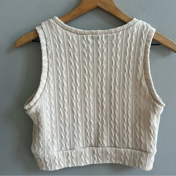 Originality Cable Knit Cropped Tank Top Sleeveless Shirt Size XS - Image 3