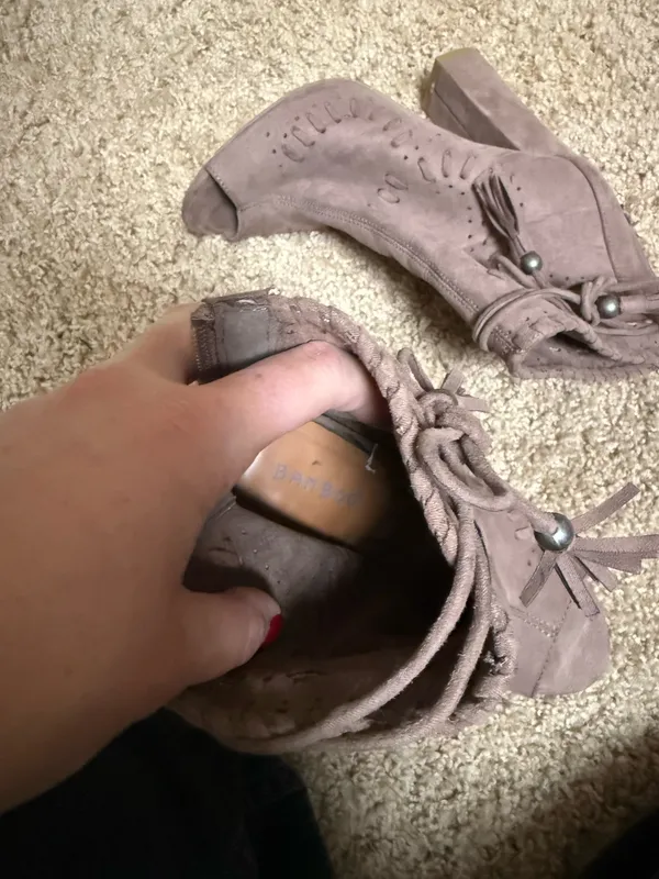 Bamboo tan open toe bootie - Image 5