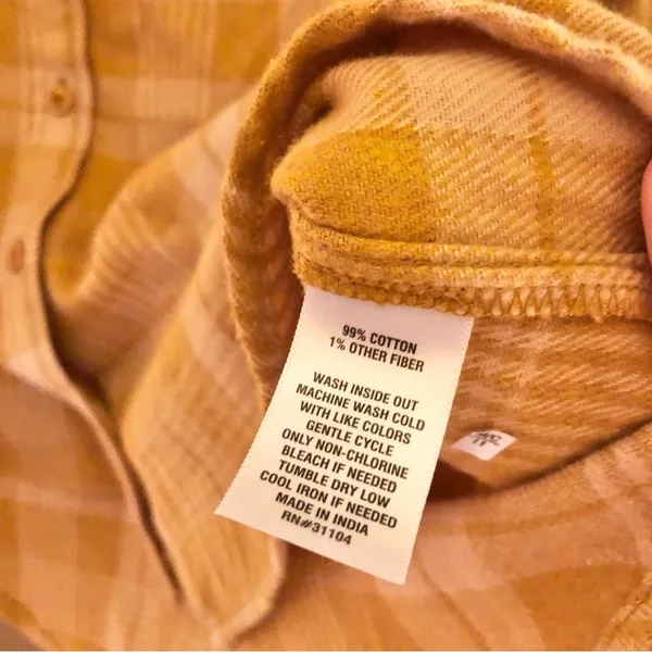 Wonderly Boyfriend woven plaid flannel‎ gold metallic size small - Image 6