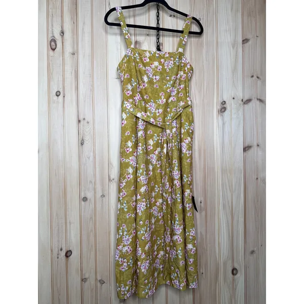 NWT Lulus Sunny Posture Chartreuse Floral Sleeveless Midi Dress Resort Size S - Image 2