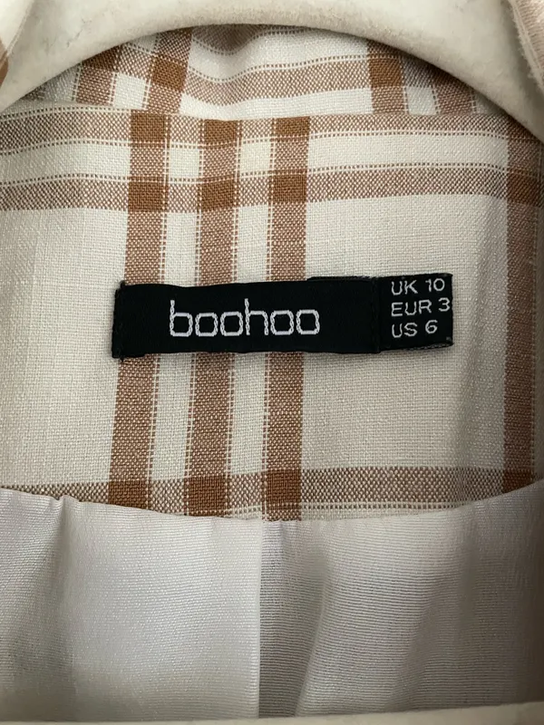 Boohoo Cream tan plaid suit set - Image 4