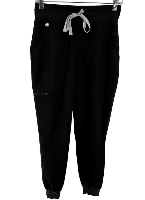 Figs Zamora Jogger FIONx Scrub Pants 29" Pockets Cargo Drawstring Black Small - Image 2