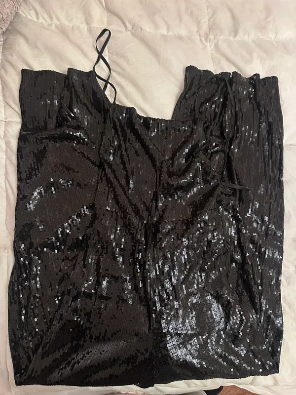 Elwood wide leg halter sequined black jumpsuit - Image 3