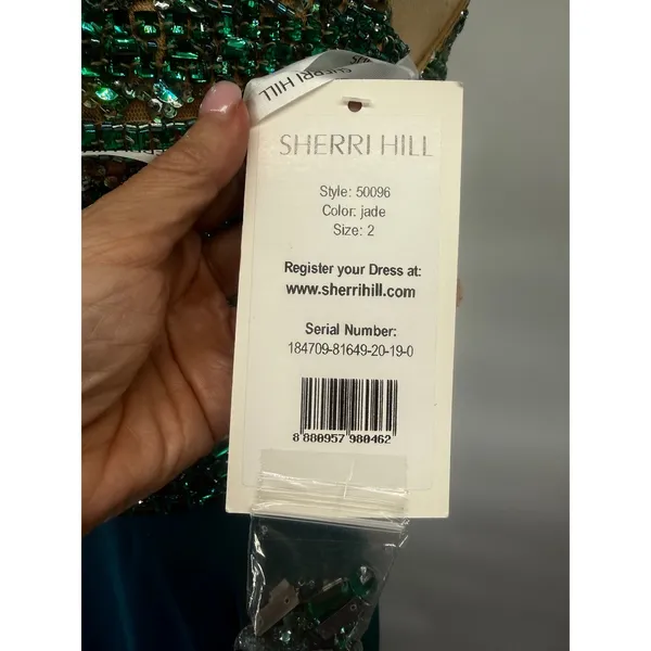 NWT Sherri Hill‎ 50096 Jade Beaded Halter Crop Top & Chiffon Skirt Set Size 2 - Image 7