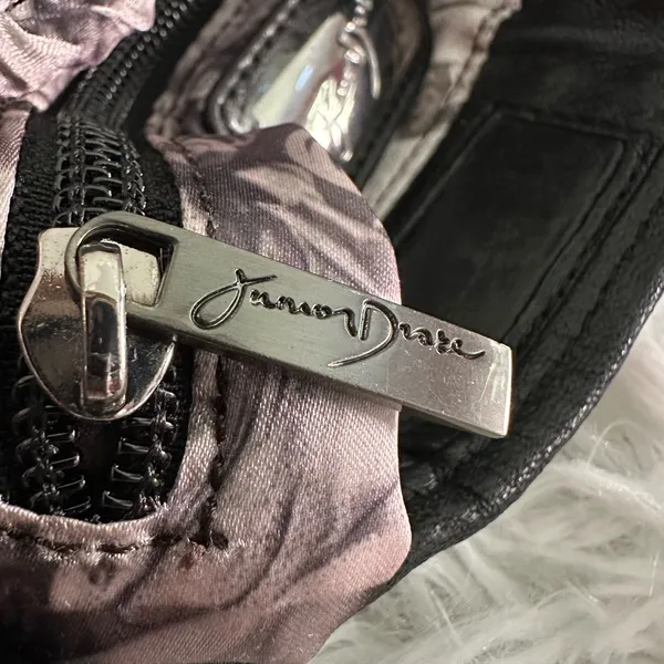 Junior Drake Black Leather Zipper‎ Shoulder Bag - Image 9