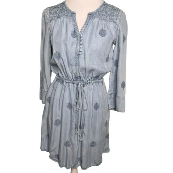 Anthropologie Holding Horses Chambray Embroidered Mini Dress XS - Image 2