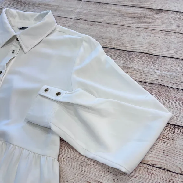 Amanda Uprichard White Tiered Long Sleeve Mini Dress XS - Image 8