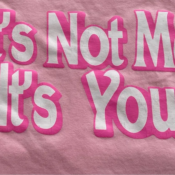 Pink “It’s Not Me It’s You” crop top, size S Barbiecore boho Y2K western beach - Image 9