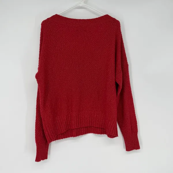 Abercrombie Fitch Red V Neck Cable Knit Sweater Women's Size XL‎ Preppy Y2K - Image 2