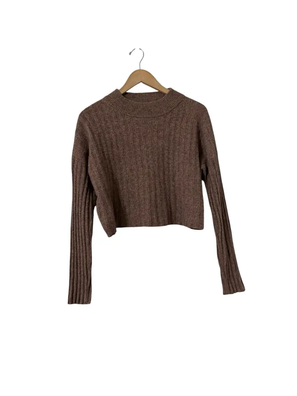 MADEWELL Levi Mock Neck Wool Long Sleeve Crop Sweater Pullover Top - Image 4