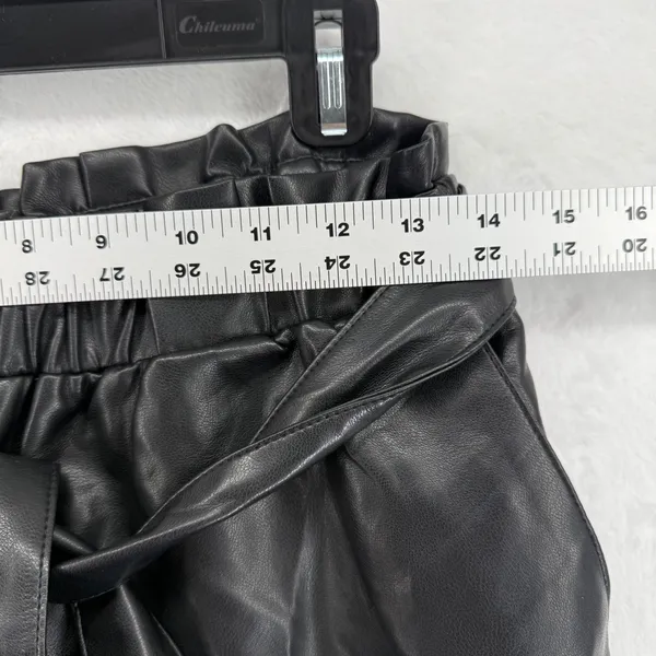 Avec Les Filles Black Faux Leather Paperbag Waist Pants Women's Size S‎ - Image 2