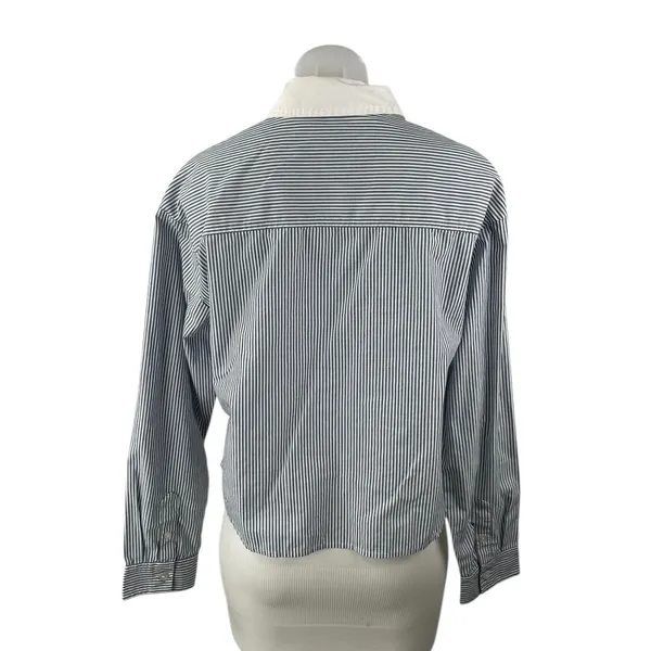 Abercrombie & Fitch Blue Seersucker Striped Long Sleeve Button Down Shirt Top S - Image 2
