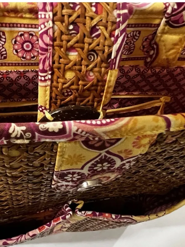 Vera Bradley Woven Straw Rattan Tote Bag Floral Boho Summer Beach Market 🌿 - Image 13