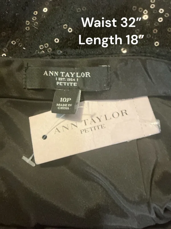 Ann Taylor Petite Black Sequin Mini Skirt Size 10P Sparkle Glam Holiday Party - Image 3