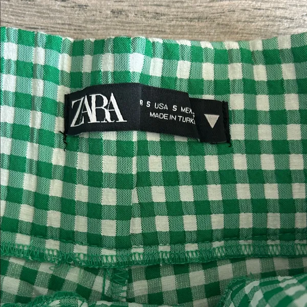 Zara Green and White Checkered Trousers - Image 2