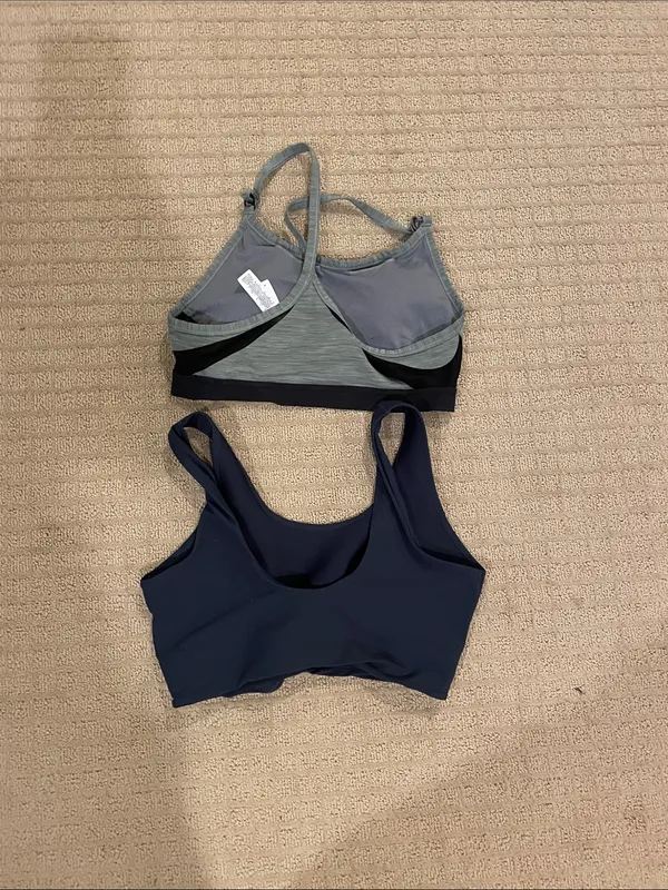 Nike Two-Tone Grey Heather and Navy Swim Crop Tops - Image 2