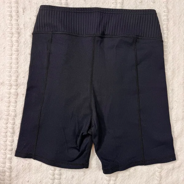 For Love & Lemons Womens Black Ribbed Paneled High Waisted Biker Shorts Size M - Image 2