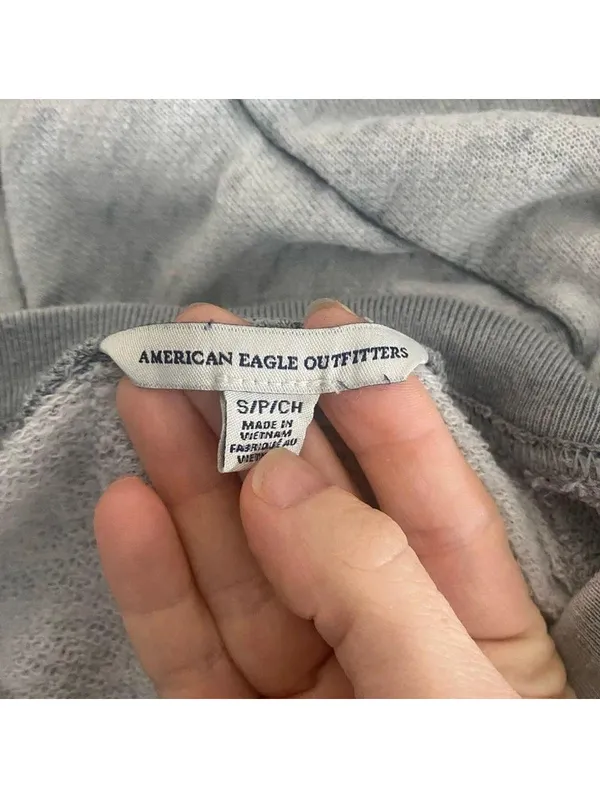 American Eagle Squad Gray Lightweight Cropped Sweatshirt Small S - Image 4