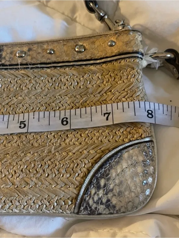 Woven Straw Clutch with Snakeskin Trim AS IS - Image 3