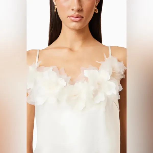Elliatt Katalina 3D Floral Appliqué Mini Dress in Ivory - Image 5